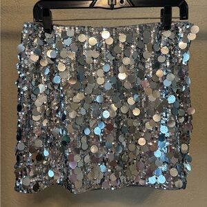 Abercrombie & Fitch Silver Sequin Mini Skort